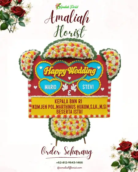 Papan Bunga Pernikahan Damai Bahagia